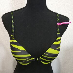Candie's Neon Green and Black Zebra Bra